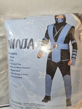 Spirit Men’s Black and Light Blue Ninja Yukata Costume